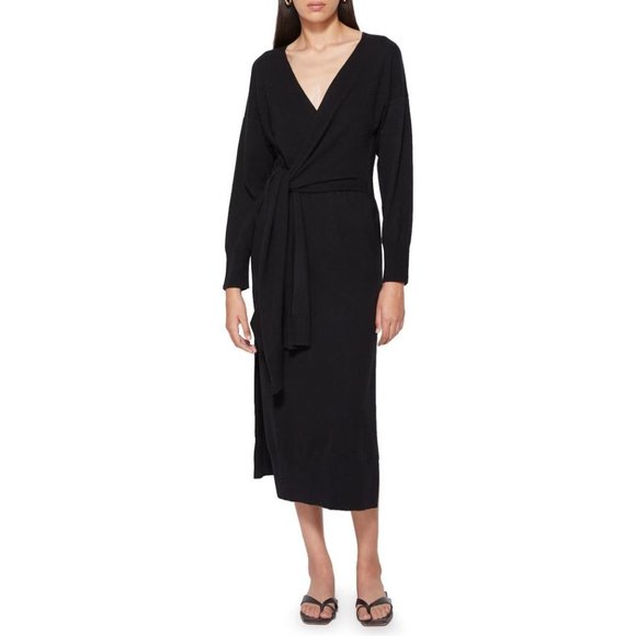 SIMKHAI Skyla Long Sleeve black Wrap Sweater Dress SIZE M - Picture 1 of 8
